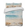 thumbnail image 2 of Beach Coastal Twin Size Down Alternative Comforter, Lightweight Comforter Quilt Bedding Set with Pillow Shams Watercolor Ocean Waves Starfish Summer All Seasons Bed Comforter Duvet Insert 68"x86", 2 of 7