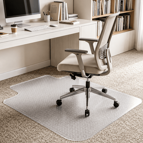 Alvantor Clear PVC Office Chair Mat with Lip for Low-Pile Carpet, 35.4 x 47.2 Inches