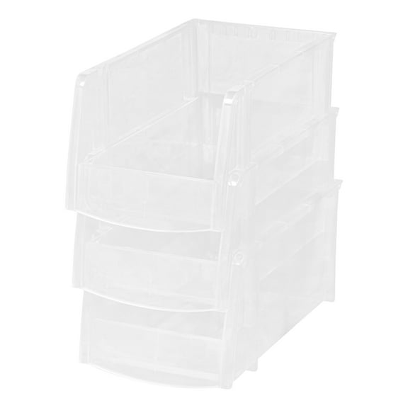 IRIS USA 8 Pack Medium Storage Basket, Stackable Open Front Organizer Bin for Pantry, Clear