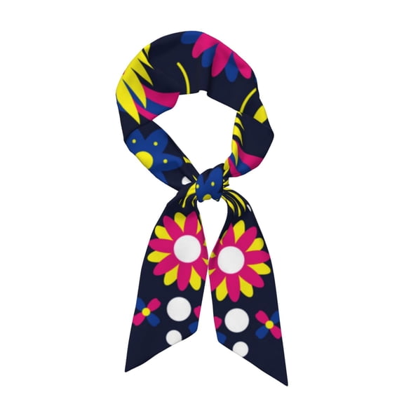Xecao Colorful Mexican Pattern Large Satin Head Scarf - Satin Hair Scarves Silk Bandana Scarf Headscarf Silk Feeling Scarf for Women