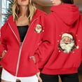 thumbnail image 2 of Telankuip Zip up Hoodies for Women Christmas Retro Santa Claus Graphic Long Sleeve Full Zipper Jackets Loose Drop Shoulder Comfy Drawstring Hooded Sweatshirts with Pockets Red L, 2 of 7