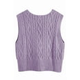 thumbnail image 2 of Women V-Neck Sweater Pullover Cable Knit Vest Solid Color Sleeveless Vest Pullover, 2 of 5