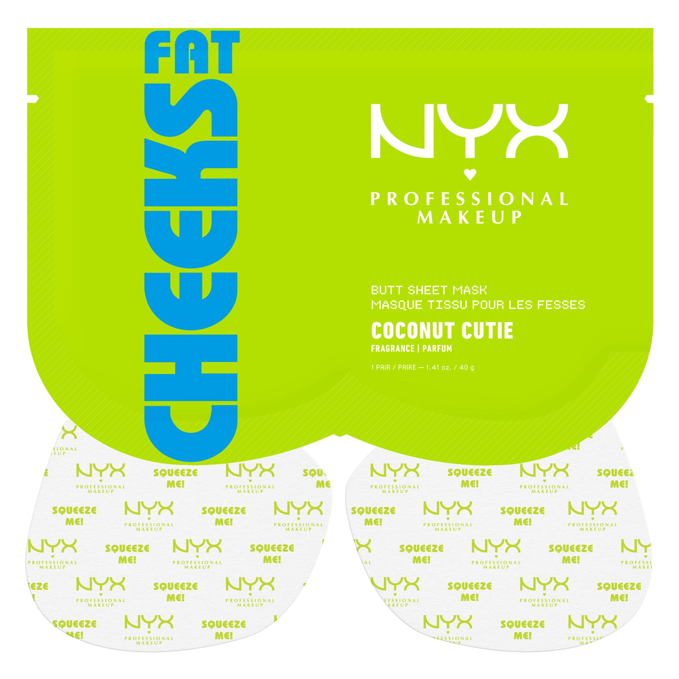 NYX Professional Makeup Fat Oil Fat Cheeks Butt Mask, Coconut Cutie, 1.36 fl oz