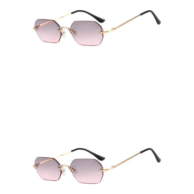 Sonducket Gafas de sol rectangulares de estilo punk de metal con prevención de rayos UV Gafas de sol sin marco para hombre y elegante oro gris oro gris rosa 2Conjunto