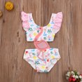 thumbnail image 4 of Fortune Maillot de Bain une Pièce pour Filles Bébé Flamant Rose à Volants Creux, 4 of 8