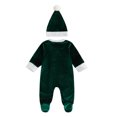 thumbnail image 3 of Cjfdfy Newborn Baby Boy Girl Christmas Pajamas Outfit Footed Romper Long Sleeve Velvet Zipper Jumpsuit With Hat Infant Cute My First Christmas Fall Winter Holiday Outfit 0-6 Months, 3 of 8