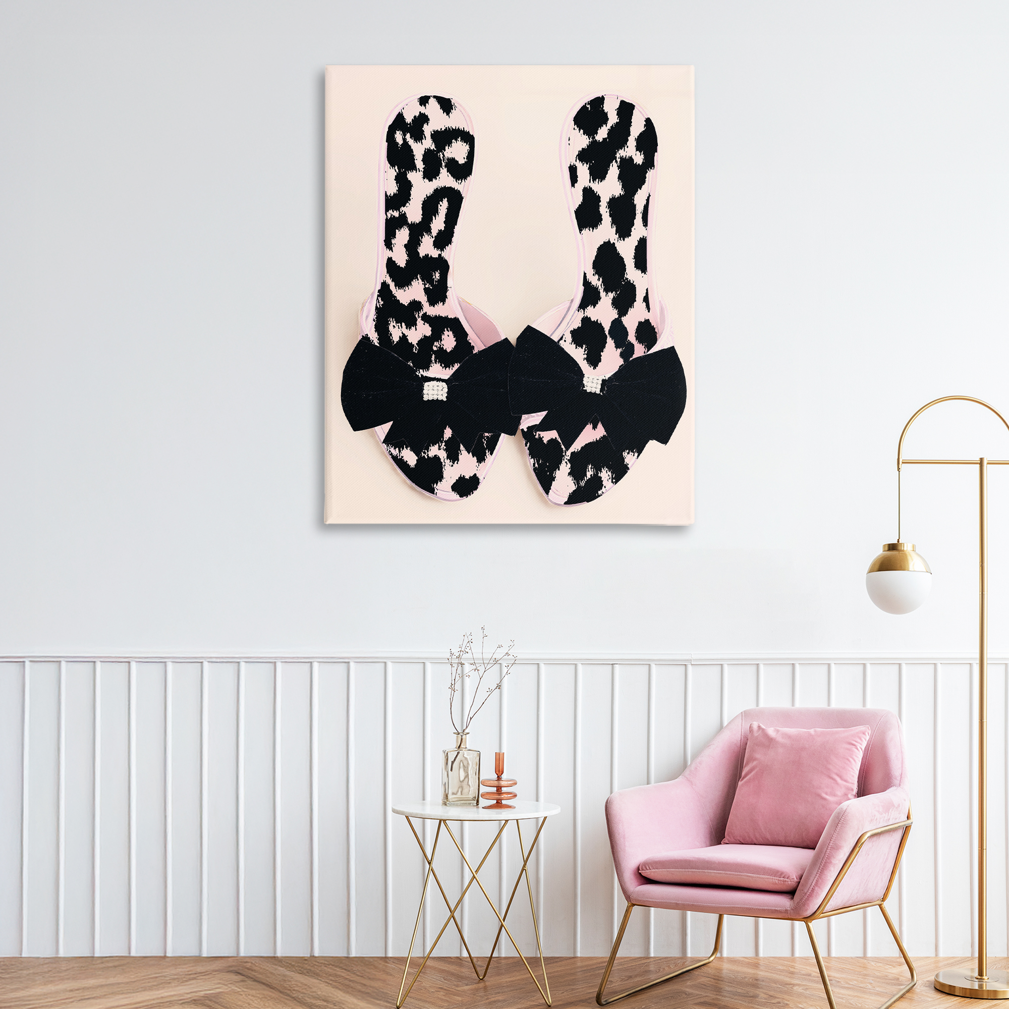 Cat Walk Spotted Shoes Canvas Wall Art, design by Annabelle Hall