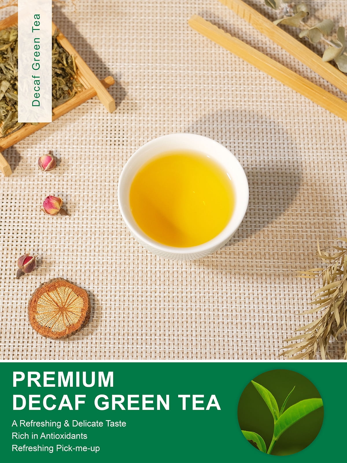 TeeLux Decaf Green Tea, CO2 Decaffeinated Green Tea Loose leaf, Delicate & Smooth Flavor, 7oz
