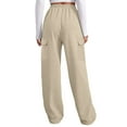 thumbnail image 6 of jtjvou Wide Leg Cargo Sweatpants Women Drawstring High Waisted Baggy Sweat Pants Stretchy Cotton Pants with Pockets Beige L, 6 of 7