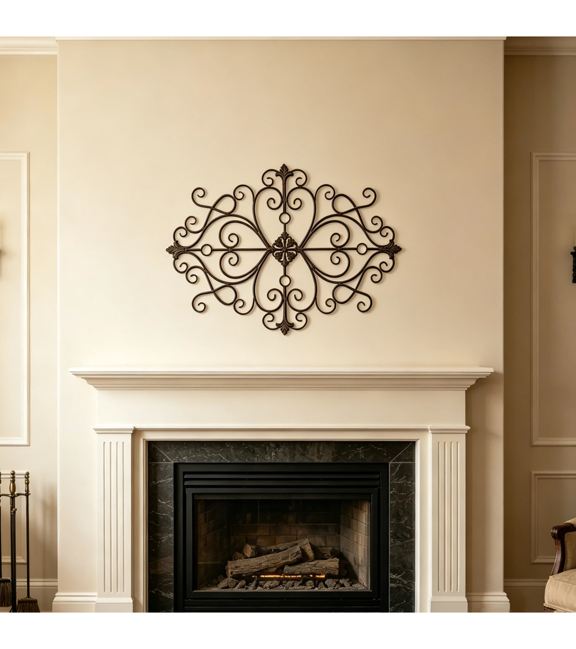 Sintosin Metal Art Wall Decor 36" x 24", Rustic Wrought Iron Scroll Wall Art for Bedroom, Living Room, Entryway & Farmhouse Home Decor