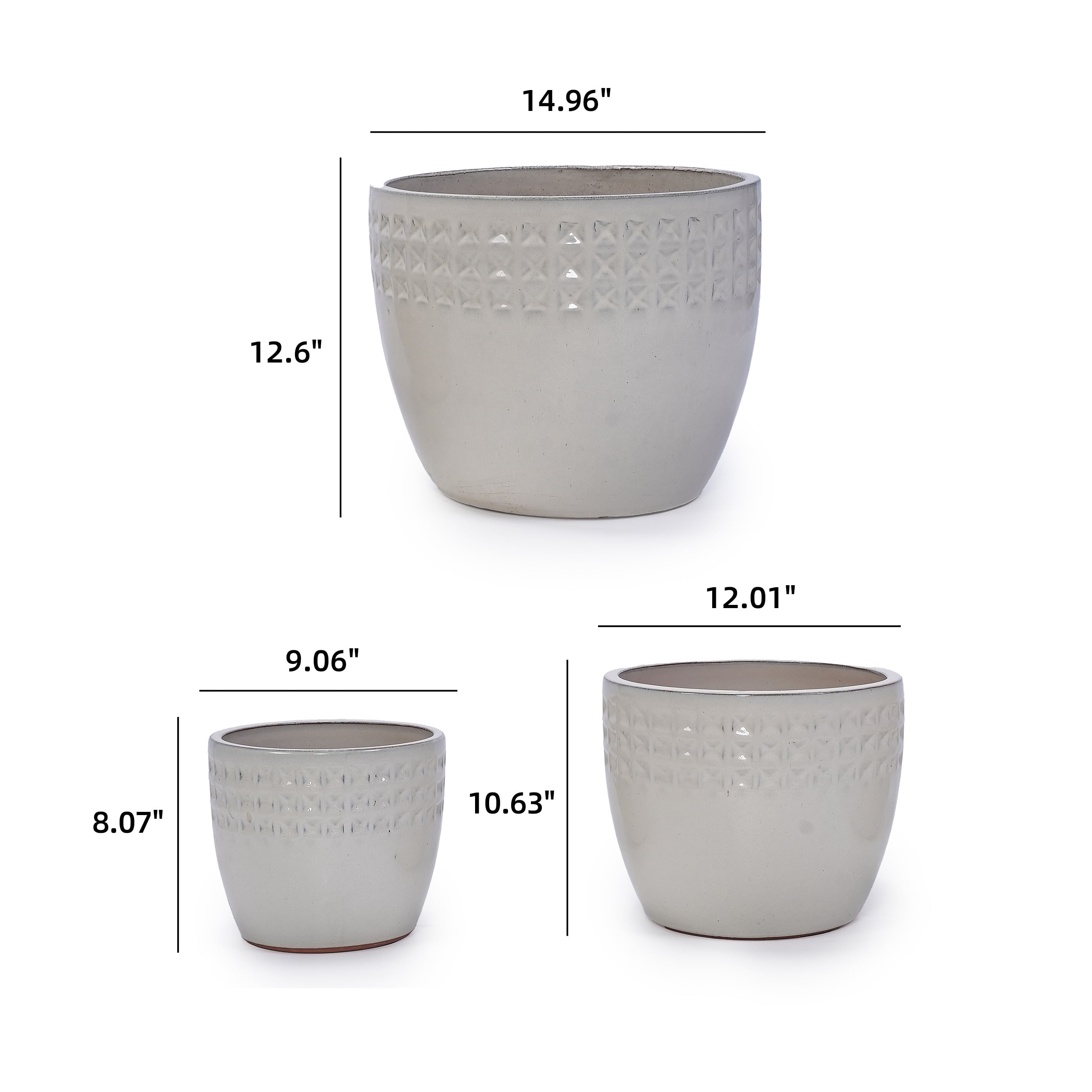 MAYEERTY 3 Pack Ceramic Plant Pots, Planter for Indoor Outdoor Patio, Garden, White