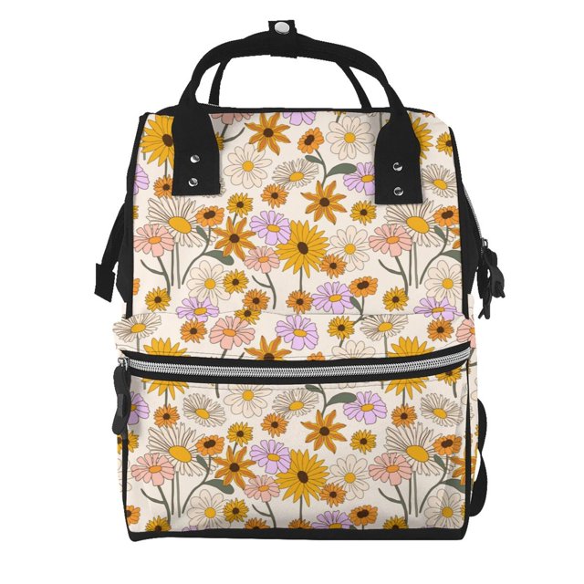 Easygdp Boho Flowers para Bolsa de Bebé de Gran Capacidad con Múltiples Bolsillos, Bolsa de Pañales para Padres, Bolsa de Viaje Organizada y Elegante
