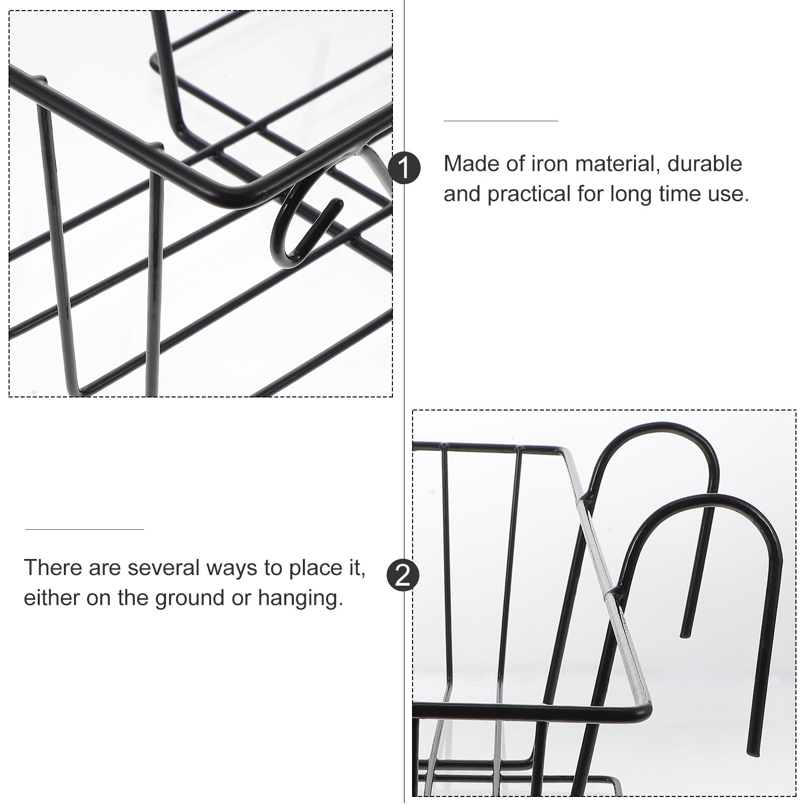 Squalise Hanging Railing Planter Flower Pot Holder Metal Haning Holder for Home Balcony Living Room ( Black )