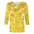 thumbnail image 5 of GA WEIHUA Saving,3/4 Sleeve Tops for Women Trendy Crewneck Shirts Ladies Button Blouses Basic Graphic Sparkle Tees Loose Sequin Blouse Trendy Clothes(Yellow,Blouses S), 5 of 5