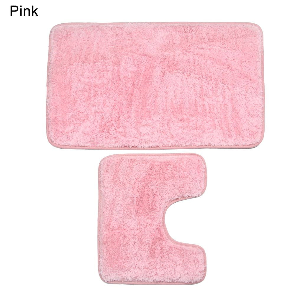 2 Pcs Toilet Kitchen Super Absorbent Floor Bathtub Plush Bath Mat