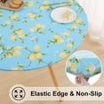thumbnail image 2 of muroi Round Fitted Tablecloth with Elastic Edge, 100% Waterproof Oil Proof Plastic Table Cover, Vinyl Flannel Backed Tablecloth Fits 36"-44" Round Tables for Dinner, Outdoor, Picnic, Lemon, 2 of 6