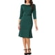 thumbnail image 1 of VESTIDO ELEGANTE DE MUJER CON CUELLO BARCO Y MEDIA MANGA, MIDI, TALLA XS, VERDE OSCURO, 1 of 6