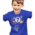 thumbnail image 2 of Olive Loves Apple 7th Birthday Rocket Astronaut Themed T-Shirts with Moon Balloon and Planets for Boys and Girls Vintage Royal Shirt 5-6, 2 of 5