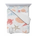 thumbnail image 7 of Quilts Twin-XL Size Bedding Set, Orange Red Blue Coastal Nautical Lightweight Quilted Comforter, Beach Sea Turtle Ocean Coral Starfish Bedspread Coverlet with Pillow Covers for All Season, 68" x 98", 7 of 7