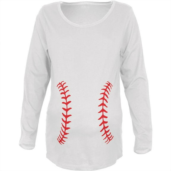 Baseball Belly White Maternity Soft Long Sleeve T-Shirt - X-Large