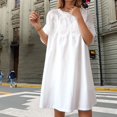 thumbnail image 6 of DHFJKG Summer Dresses For Women Casual Tshirt Dress Lace Trim Crew Neck Short Sleeve Flowy A-Line Mini Sundress Versatile Dresses, 6 of 9