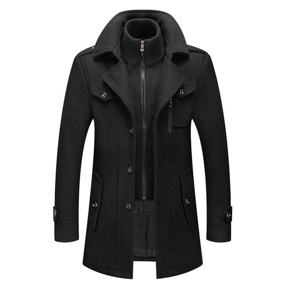 Women Casual Medium and Long Jacket Cardigan with Double-Breasted Hooded Thick Coat - Men's Fashion Outerwear for Winter Events, Holiday Parties, and Daily Use,Black,L