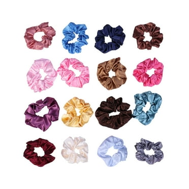 16 Pcs Solid Color Stretch Hair Ties Cloth Art Hair Rope Ponytail Holders Hair Accessories for Women Girls (Mixed Color)