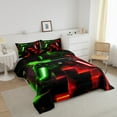 thumbnail image 3 of Video Game King Bedding Sets Gamepad Pattern Comforter Set, Geometric Ombre Plaid Buffalo Duvet Insert Gamer Gaming Down Comforter, Black Red Green Bedding Comforter Sets, 3 of 7