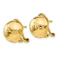 thumbnail image 2 of Real 14kt Yellow Gold Hammered Omega Back Post Earrings; for Adults and Teens; for Women and Men, 2 of 3