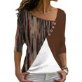 thumbnail image 1 of MAWCLOS T-shirt Décontracté pour Femmes Col en V Pull Khaki TG, 1 of 2