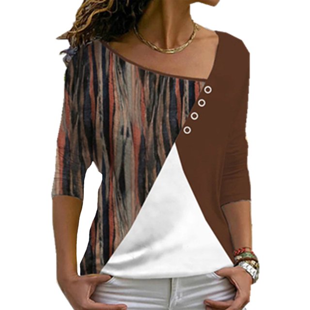 MAWCLOS T-shirt Décontracté pour Femmes Col en V Pull Khaki TG