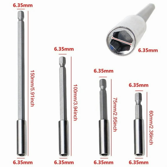 DASAW-4 Pack Drill Bit Extension Magnetic Screwdriver Bit Holder Set Quick Release Magnet Tip Socket 1/4'' Hex Shank Extension Adapter Extender for Drills Cordless Drill Impact Driver Power Tool