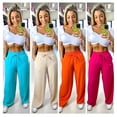 thumbnail image 2 of Pantalones Pantalona de mujer con cintura alta de bolsillo a la moda ¡Envío estupendo hermoso! 0000555 Deng Xun unisex, 2 of 2