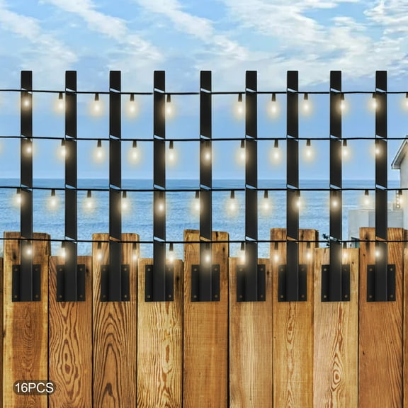 16 Pack Black Fence Post Extenders, Outdoor Fence Wire Mesh Extension Arms For Small Paths, Lawns, Gardens, Vegetable Gardens