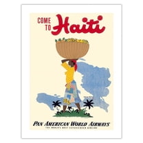 Come to Haiti - Pan American World Airways - Vintage Travel Poster by E. Lafond c.1950s - Fine Art Matte Paper Print (Unframed) 18x24in