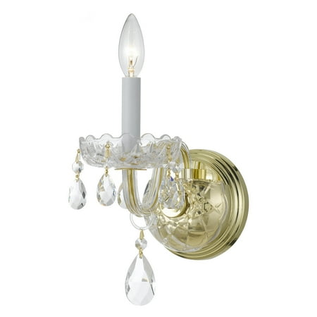 Traditional Crystal Glass Sconce - Crystorama Traditional Crystal 1031-PB-CL Wall Sconce Light