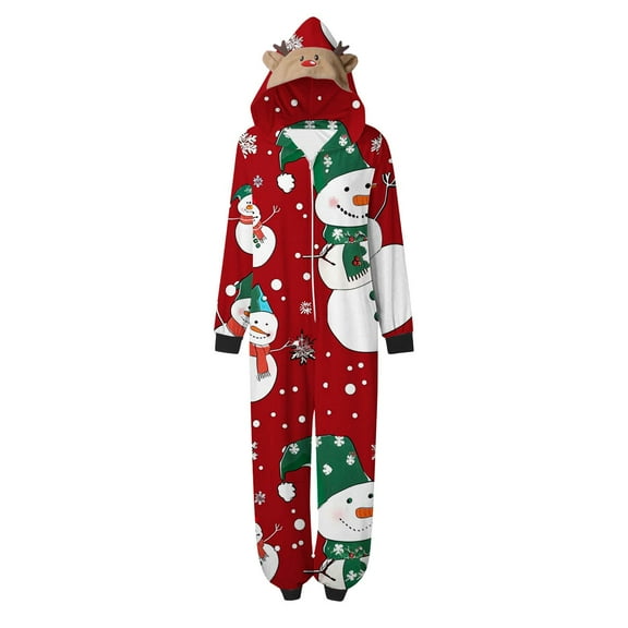 TFEOQRY Family Christmas Pajamas Matching Sets for Mon Christmas Related Prints Onesie Pajamas Long Sleeved Hooded Jumpsuit Pajamas Red（Mon）