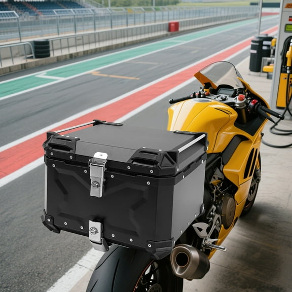 55L 12.1 Gallon Large Capacity Metal Motorcycle Top Case Waterproof Motorbike Tail Box with Safety Lock Black