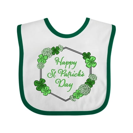 

Inktastic Happy St. Patrick s Day Clovers Gift Baby Boy or Baby Girl Bib
