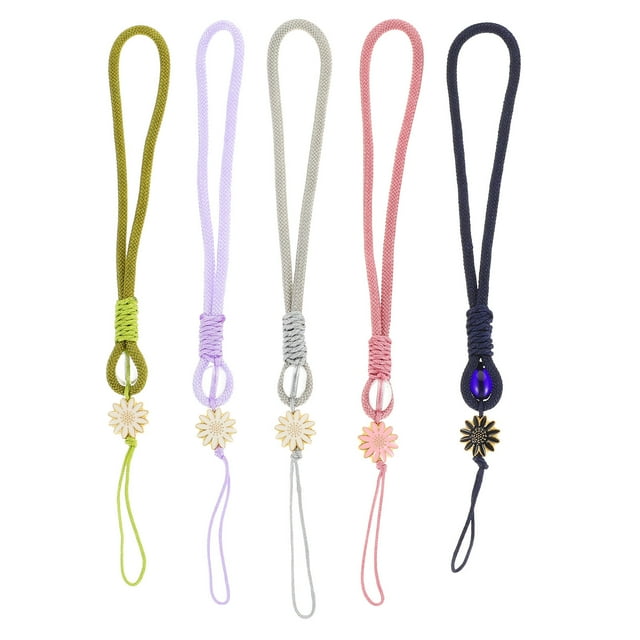 MasteelfCA 5Pcs Sunflower Decor Phone Lanyard Woven Phone Hanging Strap Random Style