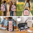 thumbnail image 3 of Bulopur 17 Inch 4 Piece Backpack Set Pink Capybara Print School Bookbag with Lunch Box, Water Bottle Holder and Pencil Case for School, 3 of 7