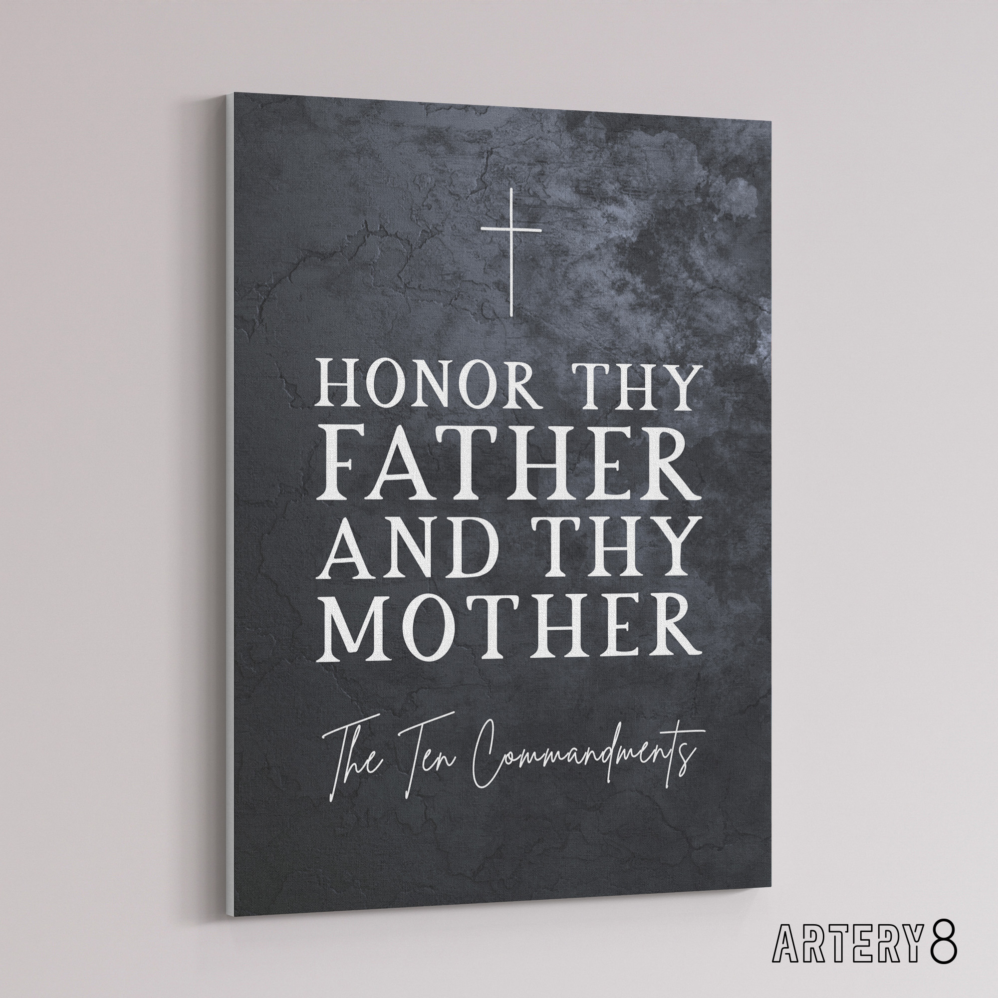 Ten Commandments Honor Parents Bible Quote Canvas Wall Art Print 12X16"