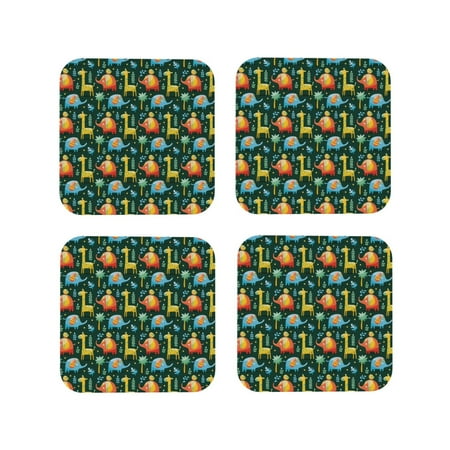 

Tideii Colorful Elephants for Leather Coasters 4 Pieces Anti-fouling and Anti-scalding Decorative Coasters Suitable for Restaurants Kitchens Coffee Shops-Square