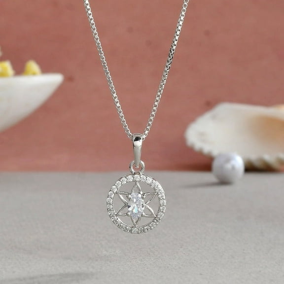 Femme Jam 925 Sterling Silver Cubic Zirconia Designer Necklace for Women