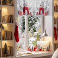 thumbnail image 4 of Christmas Snowman Valances for Windows, White Snowman Hat Scarf Box Snow Scene Rod Pocket Valance Short Window Treatments Curtains for Kitchen Bathroom Bedroom Decor, 54 x 18 Inches, 4 of 9