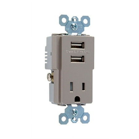 UPC 785007022292 product image for PASS & SEYMOUR TM8USBNICC6 15 Amp Nickel Combo USB Charger | upcitemdb.com