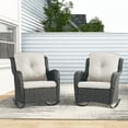 PARKWELL Outdoor Wicker Rocking Chair - Rattan Patio Rocker Chairs with ...