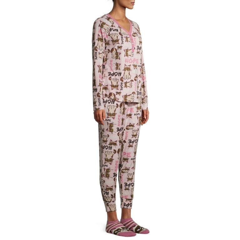 Grumpy Cat Women s and Women s Plus 3 Piece Giftable Pajama Set with Socks