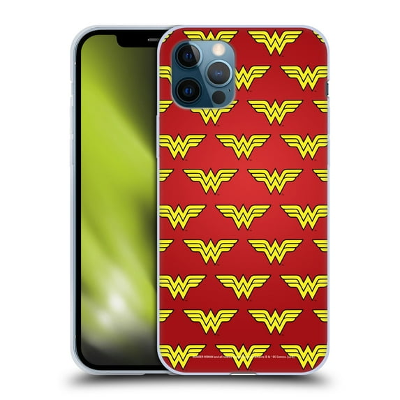 Head Case Designs Officially Licensed Wonder Woman DC Comics Logos Pattern Soft Gel Case Compatible with Apple iPhone 12 / iPhone 12 Pro