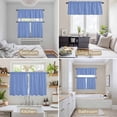 thumbnail image 6 of Navy Blue Stripe Kitchen Curtains Sets for Windows 24 Inch Length, Modern White Vertical Striped Geometric Rod Pocket Window Treatments Tier Curtains and Valances Set for Bedroom/Bathroom, 6 of 8